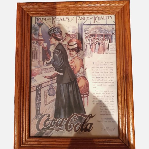 Coca-Cola Vintage Framed Print 1994 From The Realm Of‎ Fancy To Reality - Picture 1 of 2